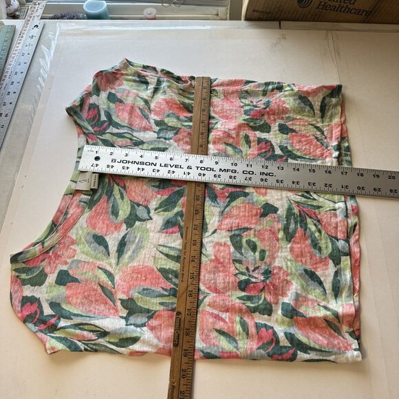 Joie Womens Floral Linen Top Small Lightweight Short Sleeve Multicolor Pink - Picture 4 of 5